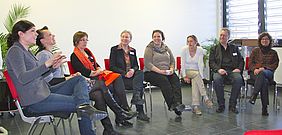 [Translate to englisch:] Diskussionsrunde zur Gleichberechtigung der Geschlechter in der Wissenschaft